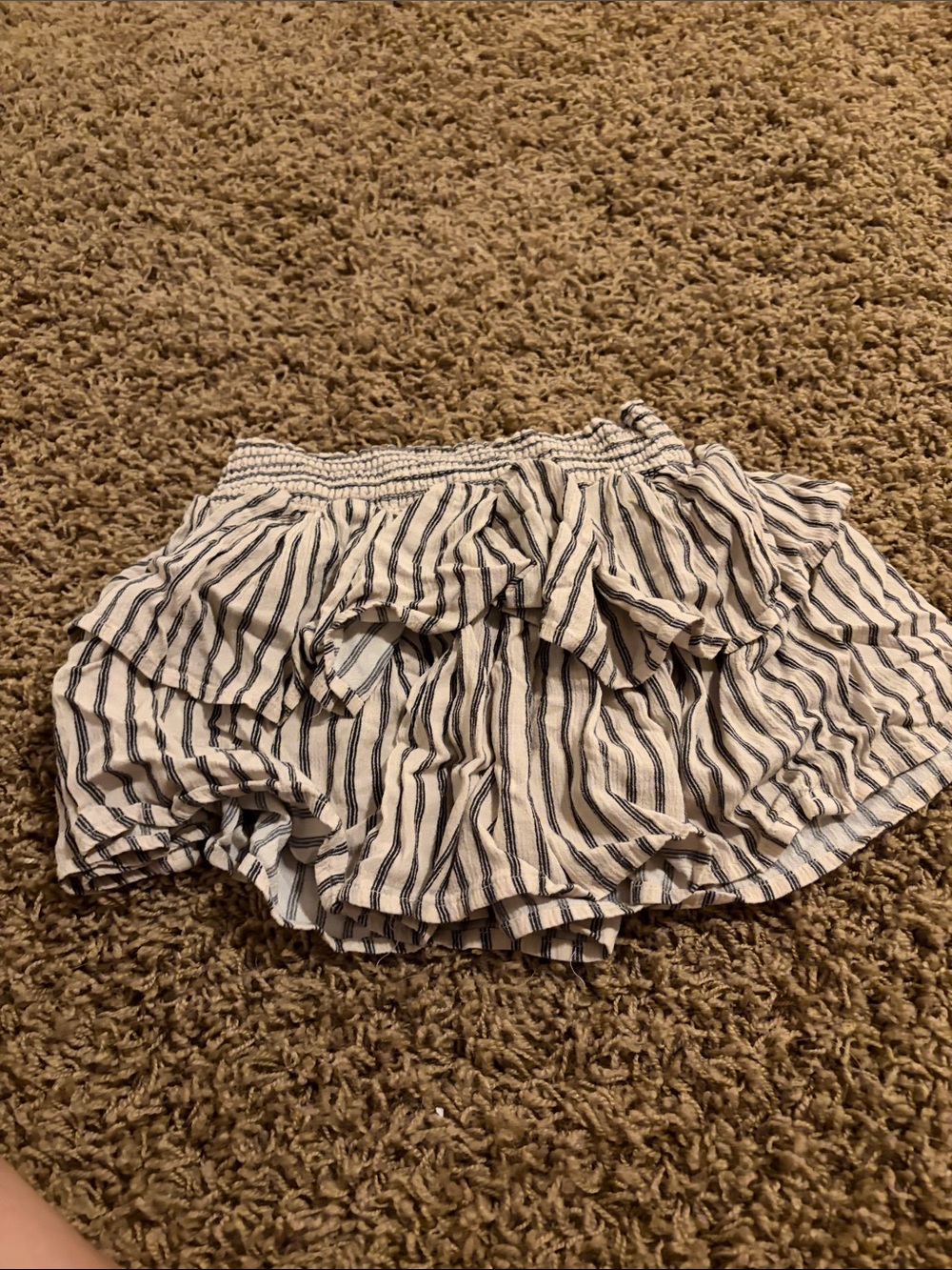 H&M White Mini Skirt with Navy Vertical Stripes